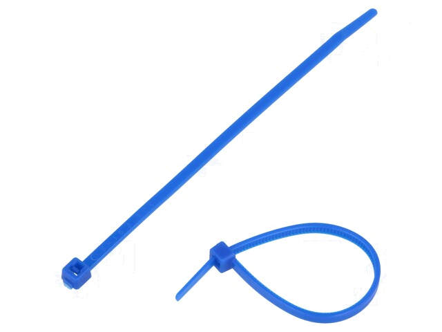 Kabelbinder; L: 100mm; W: 4,6mm; E/TFE; 80N; blauw; Ømax: 22mm; T Kabelbinder; L: 100mm; W: 4,6mm; E/TFE; 80N; blauw; Ømax: 22mm; T